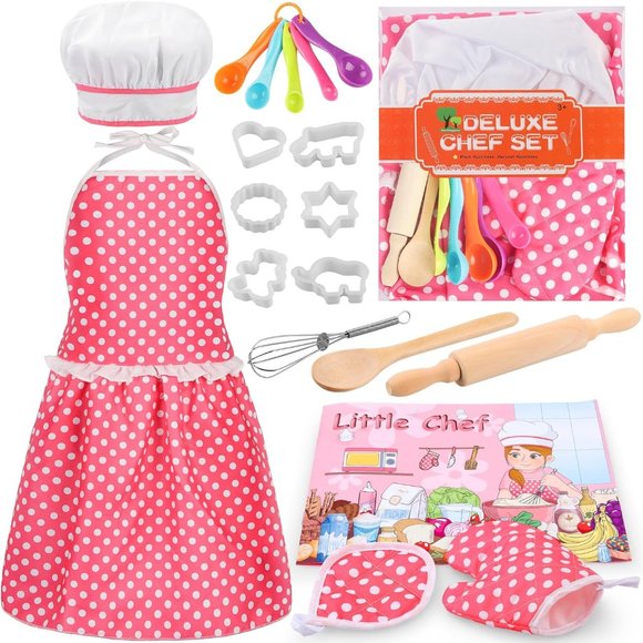 Kids Cooking Baking Set 19Pcs, Kids Chef Role Play Costume Set - Chef Hat - Picture 1 of 7